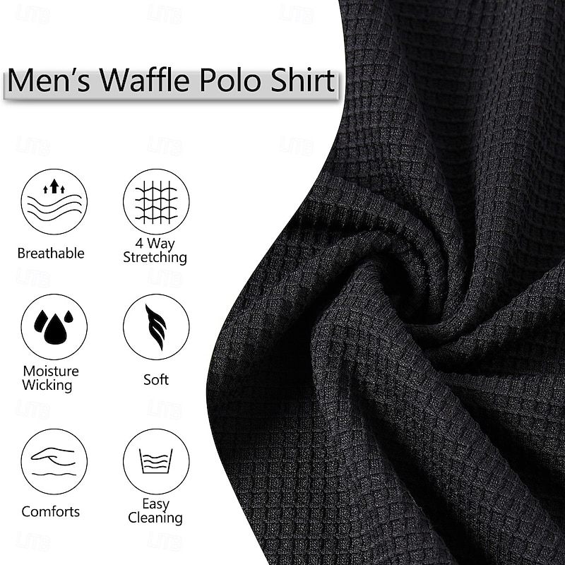 Men's Waffle Tee Waffle Henley Shirt Long Sleeve Solid Color Solid Fashion Basic Casual Fake two piece V Neck Henley Street Casual Sports Spring &  Fall All Seasons Black Navy Blue Green Henley4