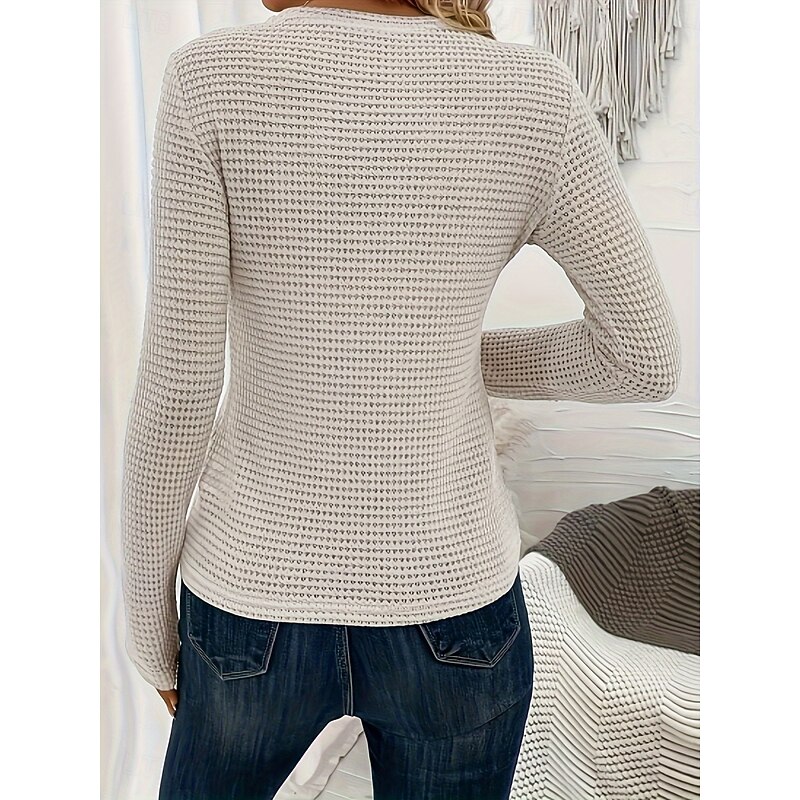 Women's T Shirt Plain Fashion Modern Casual Long Sleeve Crew Neck Regular Tops Daily Weekend Cut Out Black White Green Beige Summer3