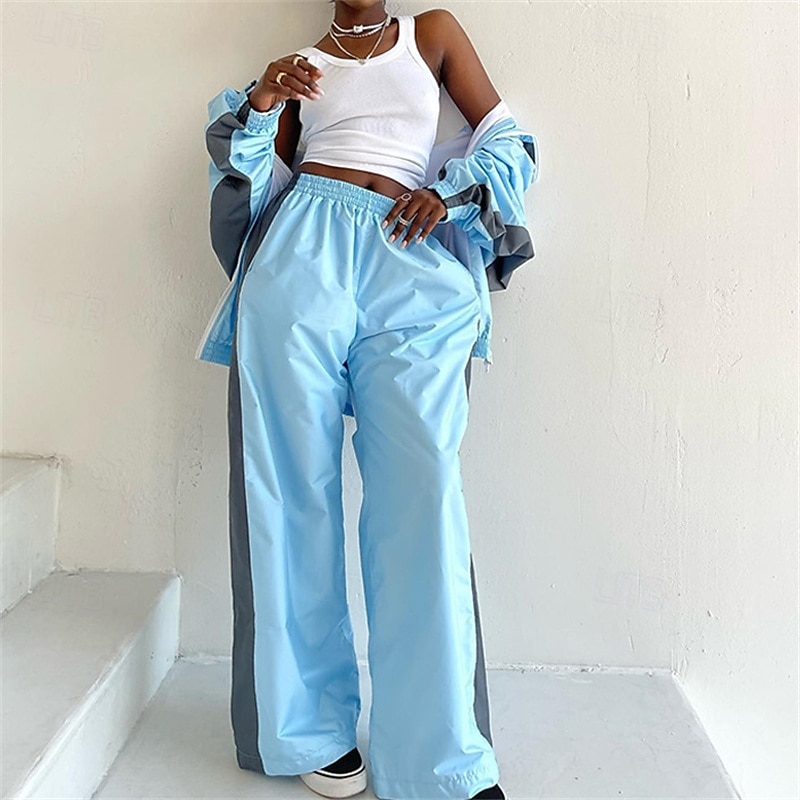 Women's Tracksuit Sweatsuit Activewear Set Pocket Color Block Clothing Suit Fall fluorescent yellow Sky Blue Gym Workout Sports Thermal Warm Windproof Soft Long Sleeve Sport Activewear Micro-elastic3