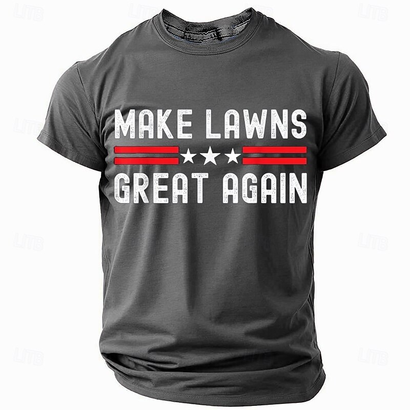 Mens Funny 'Make Lawns Great Again' Pun Graphic T-Shirt, Short Sleeve Humor Tee3