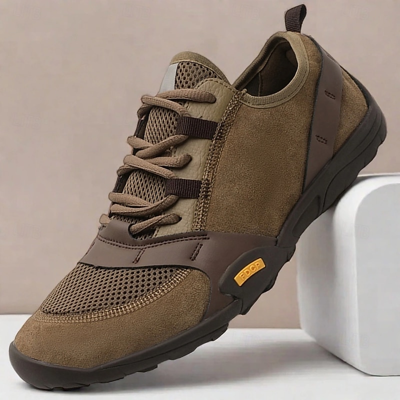 Men's Outdoor Sports Hiking Shoes – Durable Mesh and Leather Sneakers with Non-slip Sole for Hiking and Daily Use