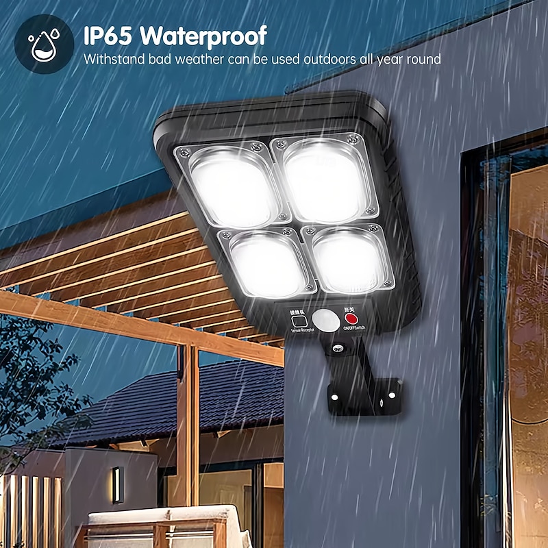 100/200led Solar Street Light IP65 Waterproof Solar Outdoor Motion Sensor Lights Solar Wall Light with Remote for Garden Yard  1PC2