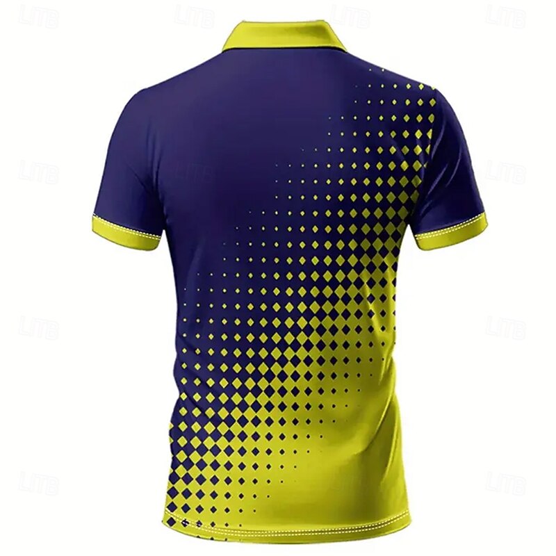 Men's Abstract Geometic Polo Short Sleeve Turndown Casual Daily Athleisure Casual Daily Buttons Summer Robin's Egg Blue Yellow Purple4