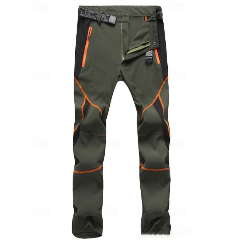 Men's Hiking Pants Trousers Hiking Trousers Patchwork Outdoor Regular Fit Waterproof Quick Dry Lightweight Elastic Bottoms Elastic Waist Zipper Pocket Black Army Green Camping / Hiking / Caving