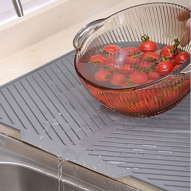 Silicone Dish Drying Mat for Kitchen, Heat Resistant Foldable Pot Rack Mat, Non-Slip Tripod Pad for Bowls, Plates, and Utensils, Multipurpose Drainage Board2