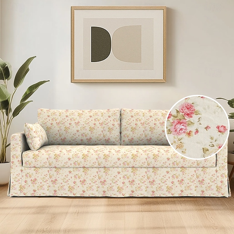 Sofa Cover For HYLTARP Sofa Floral Quilted 100% Cotton Slipcovers3