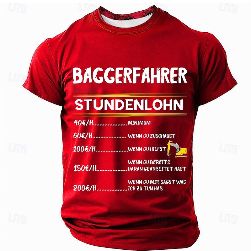 Men's Funny Excavator Operator Hourly Wage Graphic Tee | Construction Work Humor Gift2