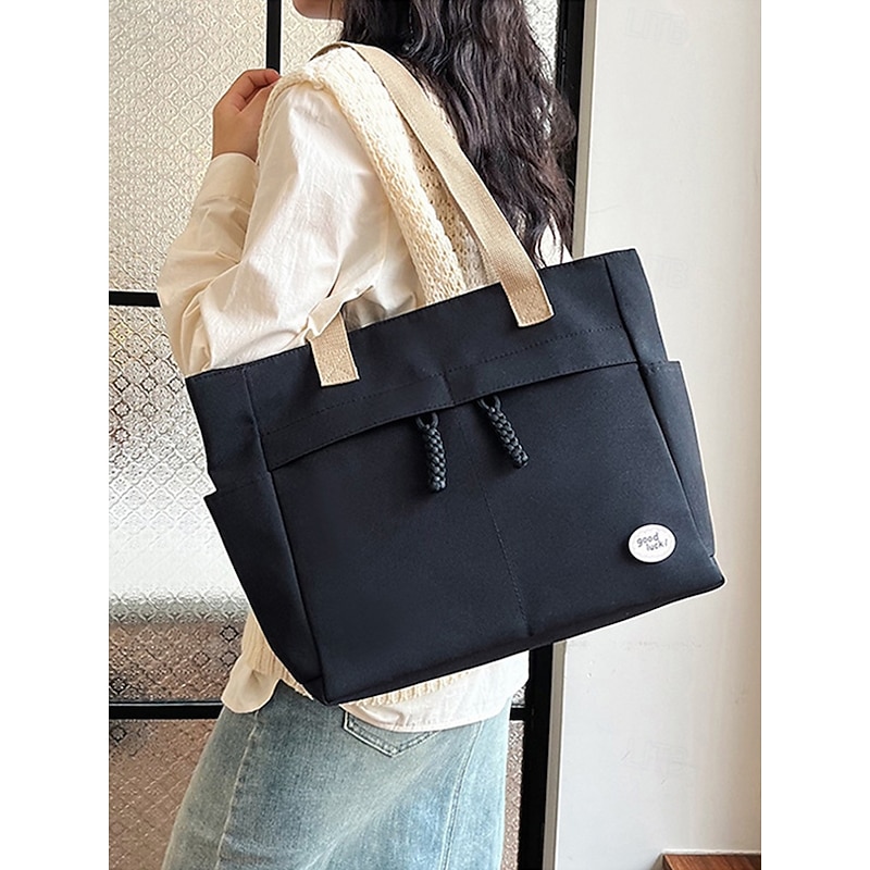 Women's Large Capacity Canvas Tote Bag with Multiple Pockets – Casual Lightweight Shoulder Bag for Work, School, Travel and Daily Use3