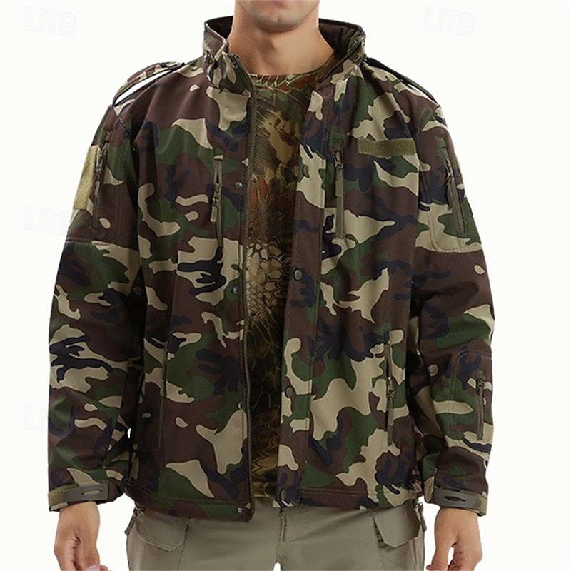Men's Hiking Jacket Winter Coat Hiking Fleece Jacket Winter Outdoor Thermal Windproof Winter Fleece Jacket Black Yellow Army Green Camouflage