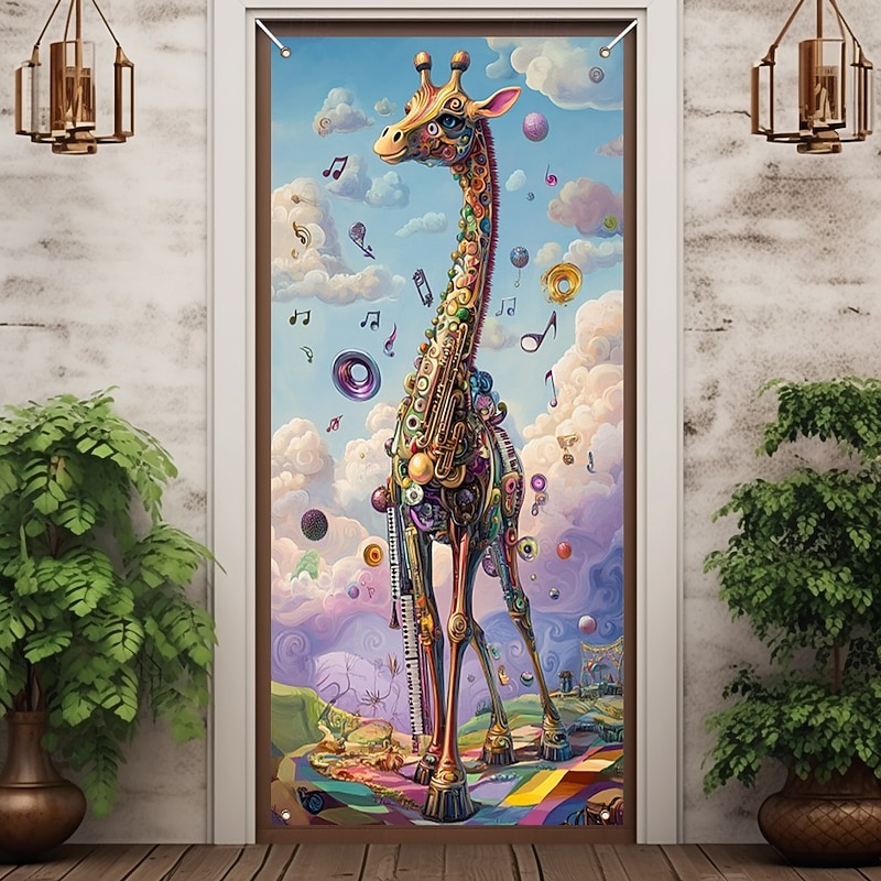 Cute Animal Door Decorations Door Covers Door Tapestry Door Curtain Decoration Backdrop Indoor/Outdoor Door Banner for Front Door Farmhouse