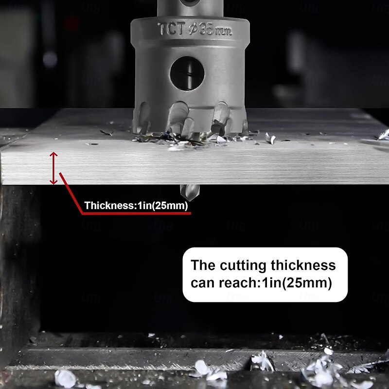 5pcs TCT Hole Saw Kit Tungsten Carbide Tipped Hole Saw Drill Bit with Titanium-Plated Pilot Drill bit for Metal, Stainless Steel, Iron, Wood, Plastic4