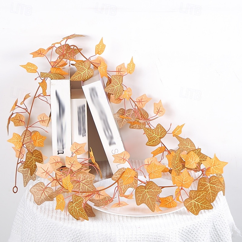 Artificial Maple Leaf Garland for Thanksgiving Decoration, Faux Hanging Greenery Vines for Ceiling Wall Decor, Fall Leaves Vine for Home Wedding Party Display4