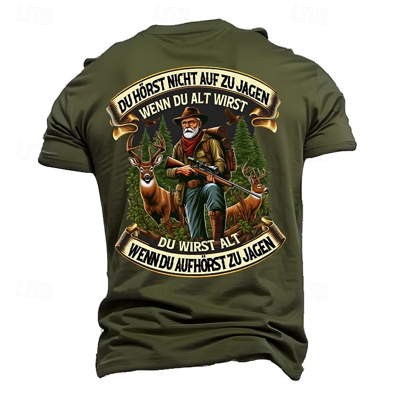 Men's Graphic Hunting T-Shirt, 'You Get Old When You Stop Hunting' Quote, Deer Hunter Lifestyle Short Sleeve Tee