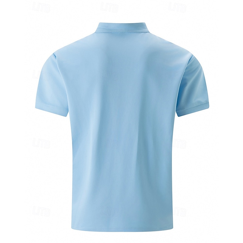 Men's Golf Shirt Golf Polos Shirts Casual Sports Stand Collar Short Sleeve Basic Modern Color Block Patchwork Buttons Summer Spring Regular Fit Black Navy Blue Sky Blue Dark Green Brown Gray Golf3