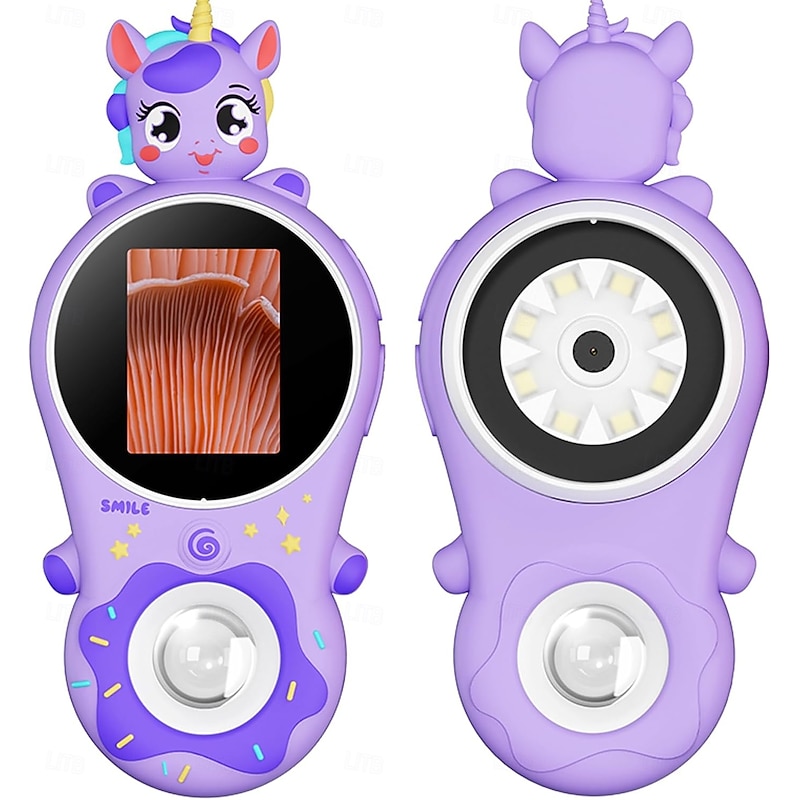 Microscope for Kids, Educational Science Kit Toys Portable Handheld Magnifying Glass, Macro Fixed Focus Digital Kid Microscopes Up to 500x Magnification,4X Zoom, Interactive Learning