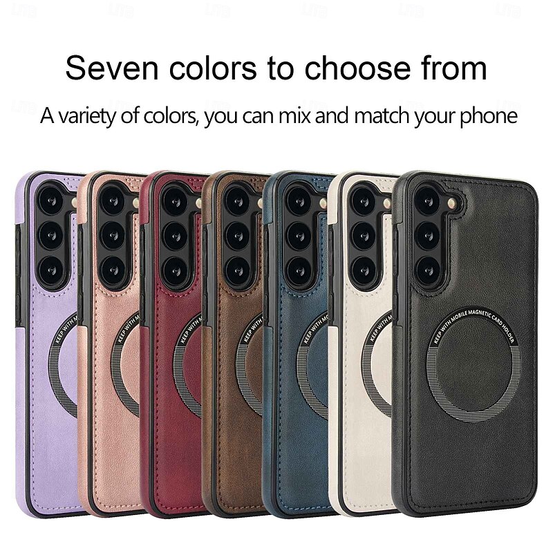 Phone Case For Samsung Galaxy S25 S25 Edge S24 S23 S22 Plus  Ultra S23 FE A55 5G A35 5G A15 A14 Back Cover Magnetic Support Wireless Charging Shockproof Retro TPU PU Leather