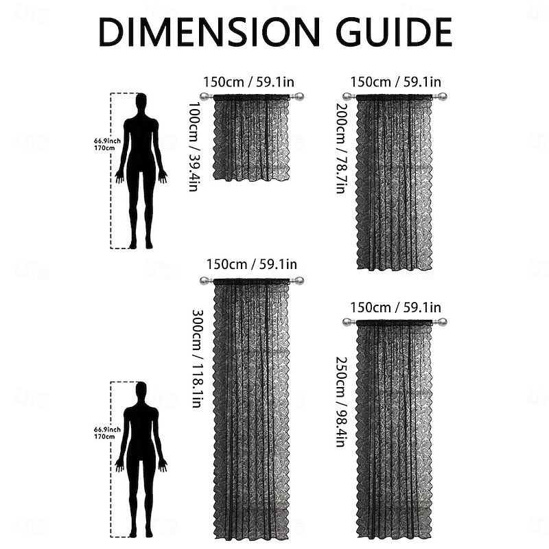 Curtain Drapes French Vintage Lace Sheer Curtains - Decorative Privacy Drapes for Living Room & Bedroom, Room Divider3