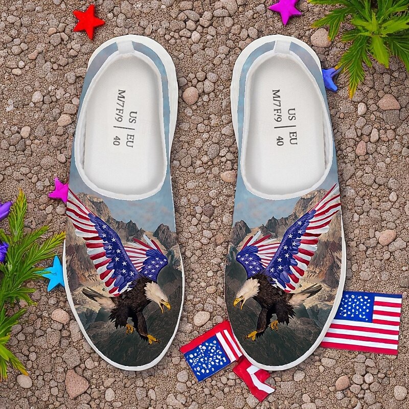 Men's Patriotic Mesh Sports Shoes – Breathable American Flag Eagle Sneakers for Independence Day, Summer BBQs and Outdoor Fitness Activities Vincent Hie3