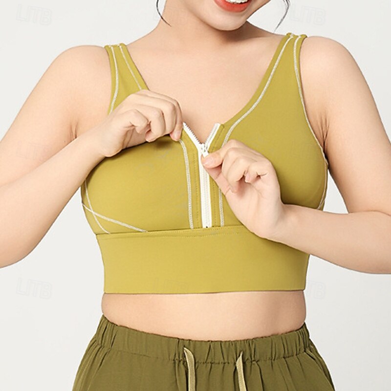 Women's Yoga Bra Sports Tank Top Pilates Bra Underwear High Impact High Supports Breathable Wireless Padded Solid / Plain Color Sport Activewear Black Yellow Gym Pilates Running2
