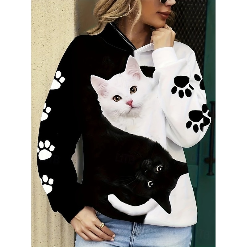 Women's Hoodie Pullover Sweatshirt Oversized Long Sleeve Casual Graphic Animal Vintage Fashion Western Hooded Regular Tops Street Dailywear Holiday Print Front Pocket Black Beige Fall Winter2