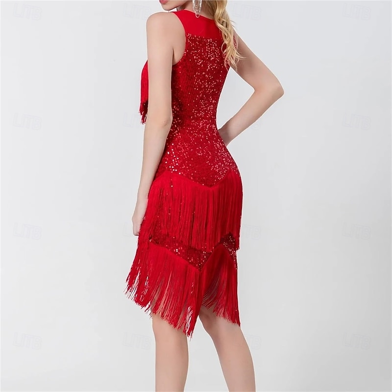 Latin Dance Dress Tassel Paillette Women's Performance Training Party Sleeveless High Sequined4