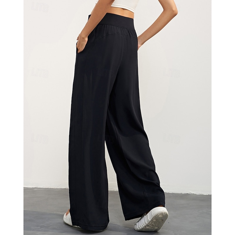 Women's fitness pants Pilates Pants Yoga Pants with Pockets Sun Protection High Waist Gym Pilates Zumba Bottoms Solid Color Black Blue Green Fall Sports Activewear Micro-elastic Loose Fit2