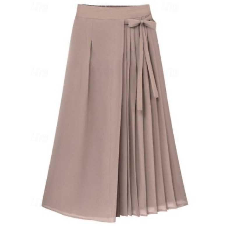 Women's Wide Leg Slacks Streetwear Casual Full Length Natural Plain Pleated Elastic Waist Outdoor Comfortable Outdoor Street Holiday Black Pink Blue Fall Regular Fit4