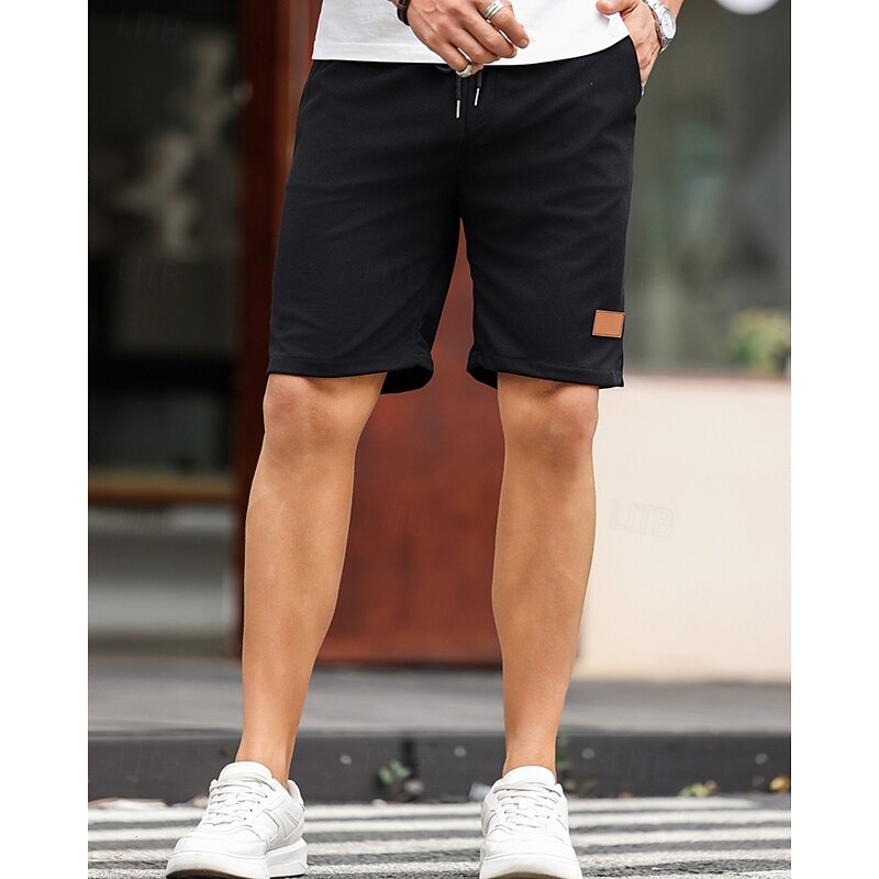 Men's Shorts Summer Shorts Casual Shorts Pocket Drawstring Elastic Waist Plain Comfort Breathable Short Outdoor Vacation Sport Casual Black4