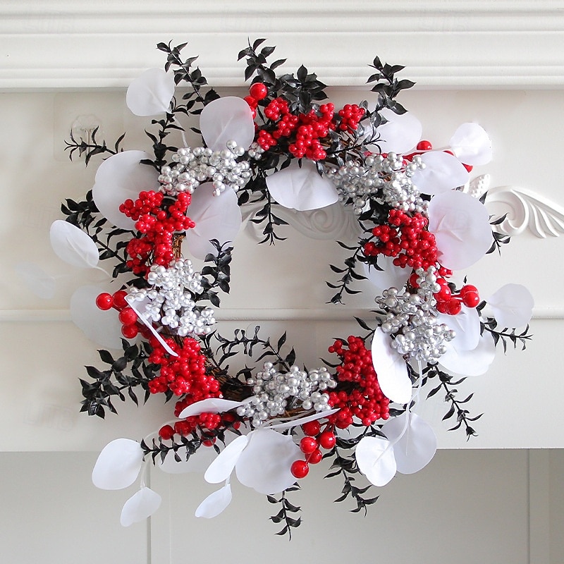 Halloween Wreath for Front Door Indoor Outdoor Decoration, Red Berry Twig Wreath Door Hanger, Spooky Halloween Window Hanging Decor for Storefront Shopping Mall Display