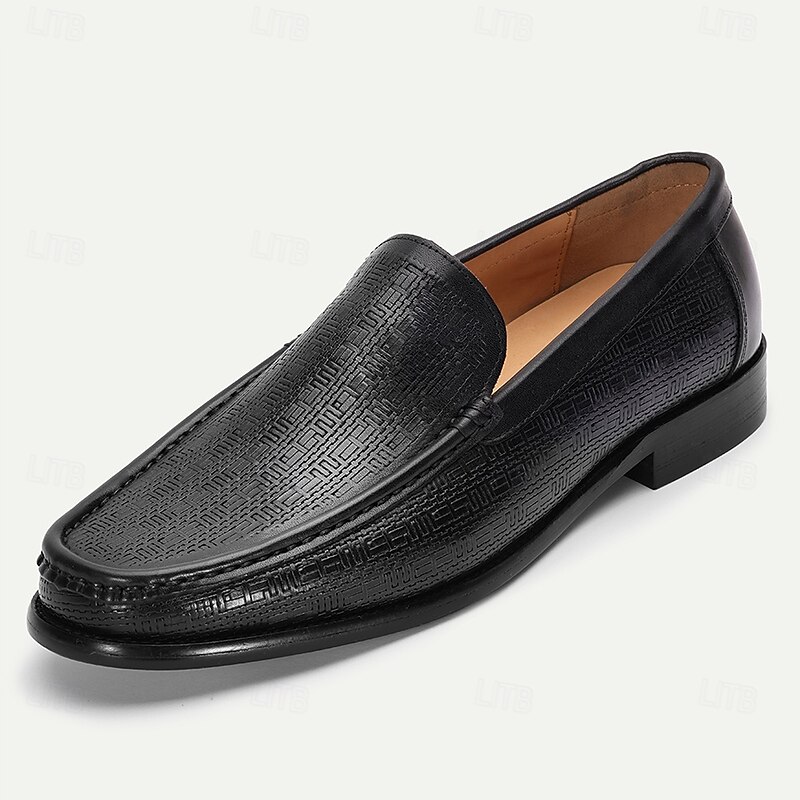 Black Slip-On Loafers for Men Crafted from Premium Cowhide with Sleek Elegant Design - Perfect for Office Formal Occasions and Everyday Wear2