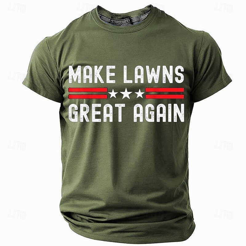 Mens Funny 'Make Lawns Great Again' Pun Graphic T-Shirt, Short Sleeve Humor Tee2