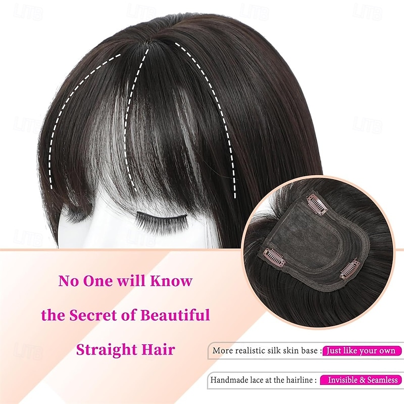 Hair Toppers for Women with Thinning Hair 360 3D Toppers Hair Pieces for Women French Clip in Bangs 18 Inch Curly Wavy3