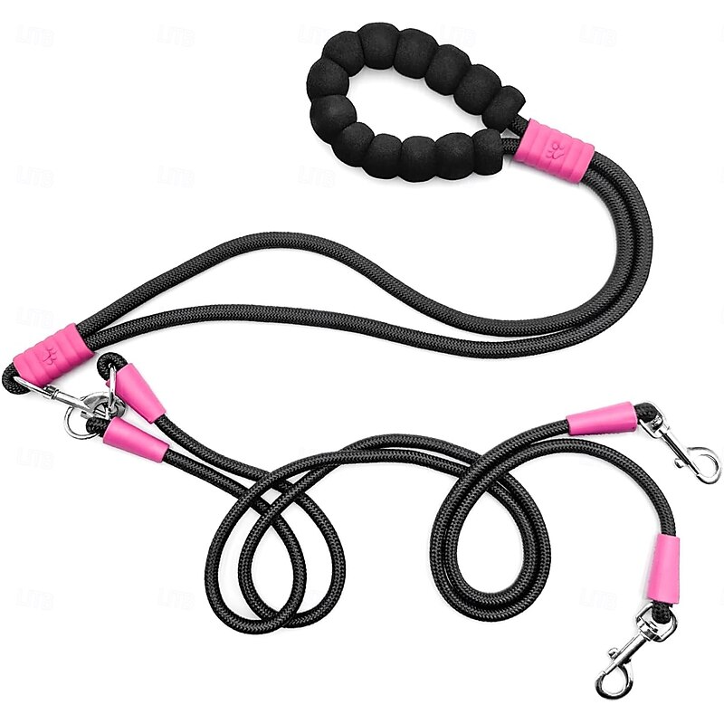 Hands Free Double Dog Leash, No Tangle Double Dog Leash, Adjustable Handles Fit Small, Medium and Large Dogs