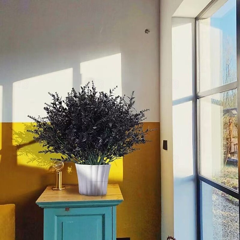 24 Bundles Artificial Black Lavender Flower Bundles for Halloween Outdoor Decoration, UV Resistant Faux Plastic Plants for Hanging Pots, Outdoor Porch, Vase, and Home Window Decorations4