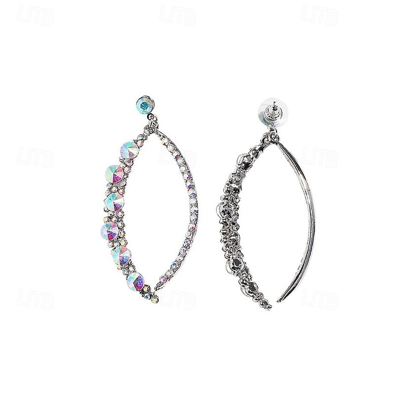 Women's Hoop Earrings Geometrical Leaf Precious Fashion Personalized Imitation Diamond Earrings Jewelry Silver For Wedding Party Work Daily 1 Pair4