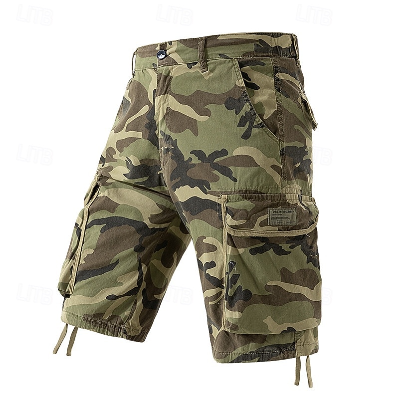 Men's Cargo Shorts Shorts Summer Shorts Multi Pocket Flap Pocket Camo Comfort Wearable Knee Length Outdoor Sport Daily Fashion Casual Khaki Army Green