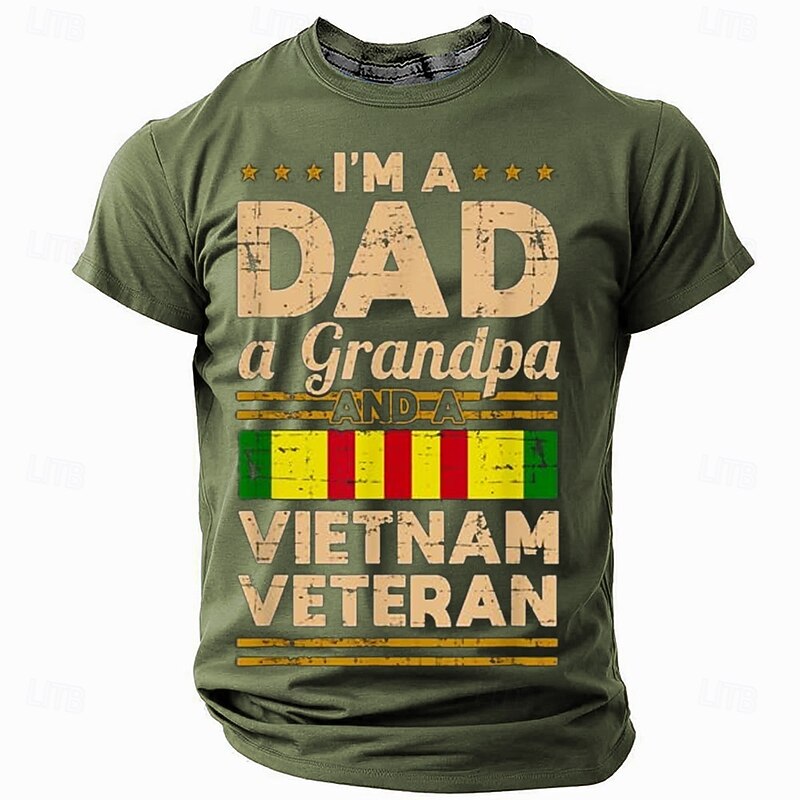 Men's Veterans Father T Shirt Short Sleeve T shirt 3D Print Crew Neck Shirt Fashion Daily Basic Street Casual Daily Black Blue Green Summer Spring Clothing Apparel S M L XL XXL XXXL2