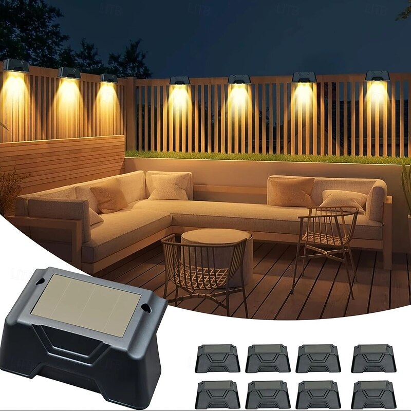 4/8 Pcs Solar Deck Fence Light Outdoor Waterproof LED Wall Light Garden Stair Fence Garden Patio Balcony Deck Lighting Decoration2