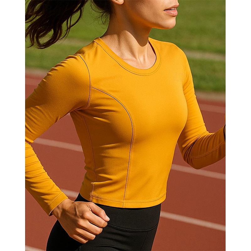 Women's Running Top Running Shirt Slim Pullover Long Sleeve Tee Tshirt Solid Colored Quick Dry Lightweight Elastic Breathable Tennis Golf Running Sportswear Activewear Black White Purple3