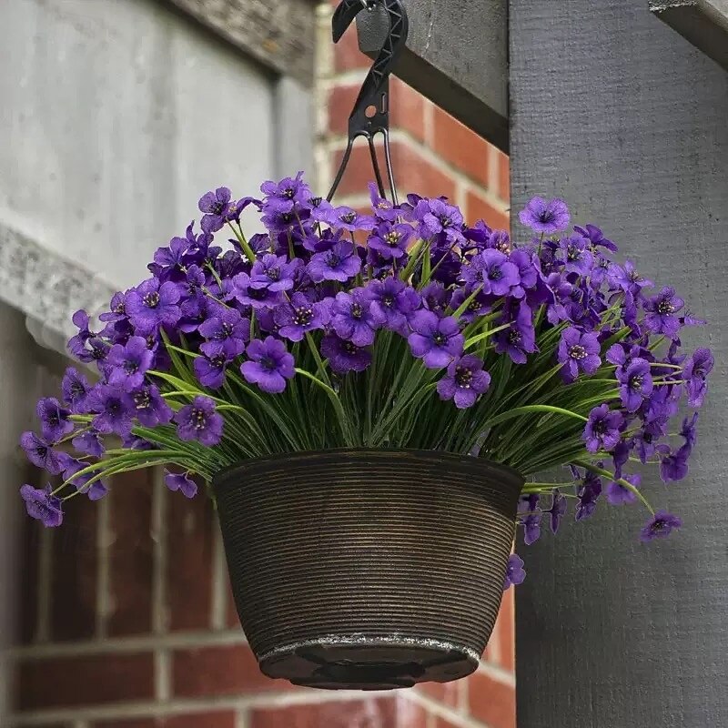 10PCS UV Resistant Artificial Orchid Bundles, Plastic Faux Flowers for Outdoor Garden, Porch, Window, and Home Decoration, Perfect for Easter, Oktoberfest, Día de los Muertos, Diwali, Memorial Day, and Seasonal Fall Decor3