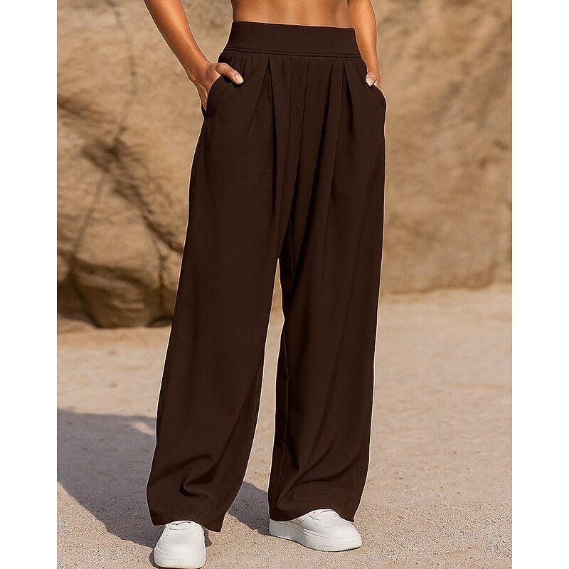 Women's Running Pants Sports Trousers Pocket Bottoms Athleisure Sports Gym Breathable Pilates Running Yoga Regular Fit Sportswear Activewear Solid Colored Blue Coffee Grey