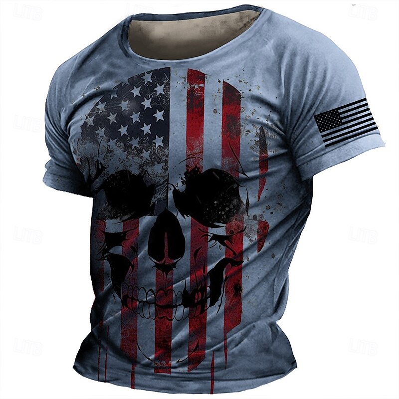 Patriotic T Shirts For Men Veterans T Shirt Short Sleeve T shirt 3D Print Crew Neck Shirt Daily Military Street Daily Blue Summer Spring Clothing Apparel S M L XL XXL XXXL3