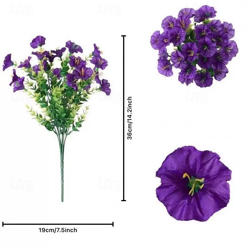 8-Pack Artificial Morning Glory Flowers, Durable Fade-Resistant Plastic Outdoor Flowers for Spring Decor, Easter, Valentine's Day, Mother's Day Holiday Garden Decorations2