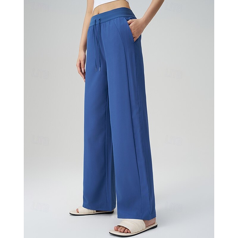 Women's fitness pants Pilates Pants Yoga Pants Drawstring with Pockets Lightweight High Waist Gym Pilates Zumba Bottoms Solid Color Black White Blue Fall Sports Activewear Micro-elastic Loose Fit2