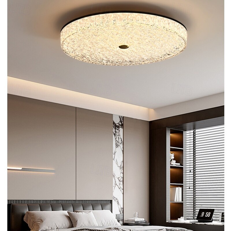 LED Modern Minimalist Round Ceiling Light for Bedroom & Living Room Stepless Dimming with Remote Control