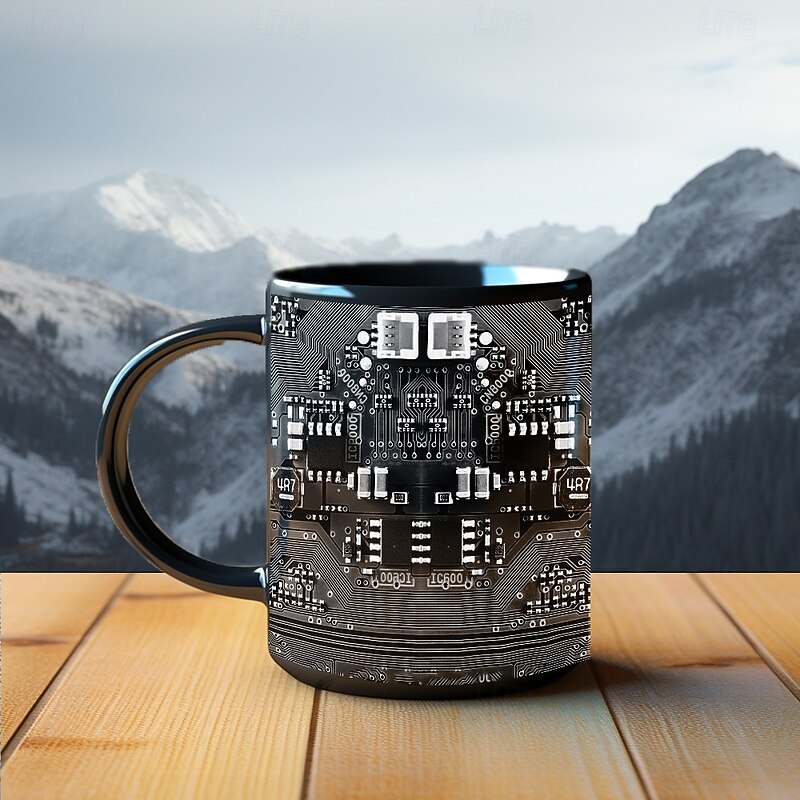 Circuit Board Ceramic Coffee Mug, 330ml/12oz Tech Geek Gift Cup, Electronic PCB Pattern Mug for Engineer, Programmer, STEM Student, Nerd Birthday Gift3