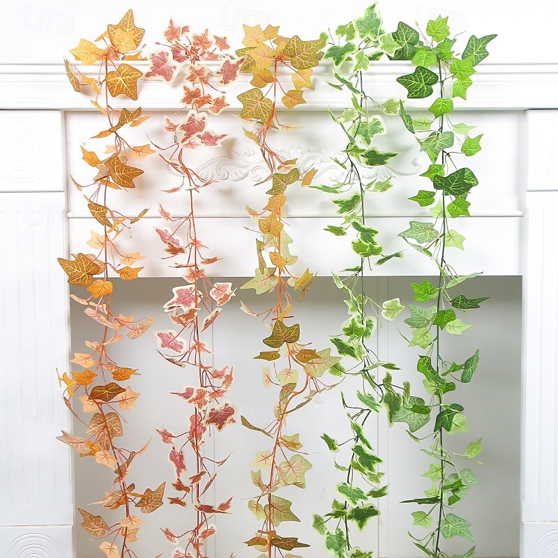 Artificial Maple Leaf Garland for Thanksgiving Decoration, Faux Hanging Greenery Vines for Ceiling Wall Decor, Fall Leaves Vine for Home Wedding Party Display