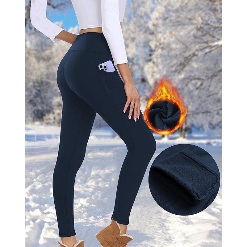 Women's pilates leggings Outdoor Pants sport pants Pocket Lightweight Pilates Gym Running Pants Solid Color Dark Grey Black Burgundy Spandex Plus Size Sports Activewear Micro-elastic