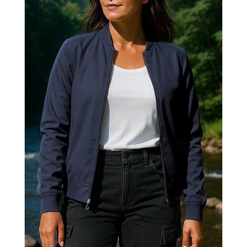 Women's Hiking Jacket Raincoat Sport Jacket Outdoor Waterproof Windproof Quick Dry Lightweight Hiking Outfits Hiking Clothes Spring Autumn / Fall Jacket Tennis Golf Running Solid Color Black Navy4