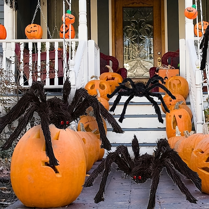 3pcs Giant Fake Spiders for Halloween - Scary & Hairy Perfect for Indoor/Outdoor Decorations Yard Parties & Room Accents